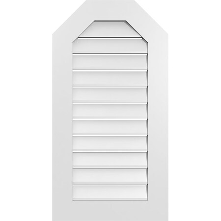 Ekena Millwork Octagonal Top Surface Mount PVC Gable Vent: Functional, w/ 3-1/2"W x 1"P Standard Frame, 20"W x 38"H GVPOT20X3801SF